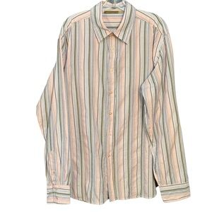 Excellent! 2bU Made on Earth men’s pastel stripe wrinkle shirt size L